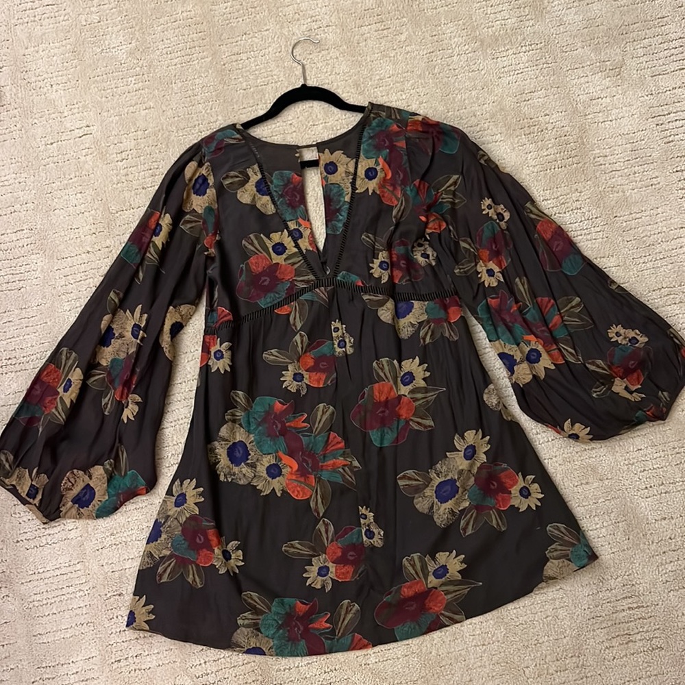 Free People Brown Floral Mini Dress